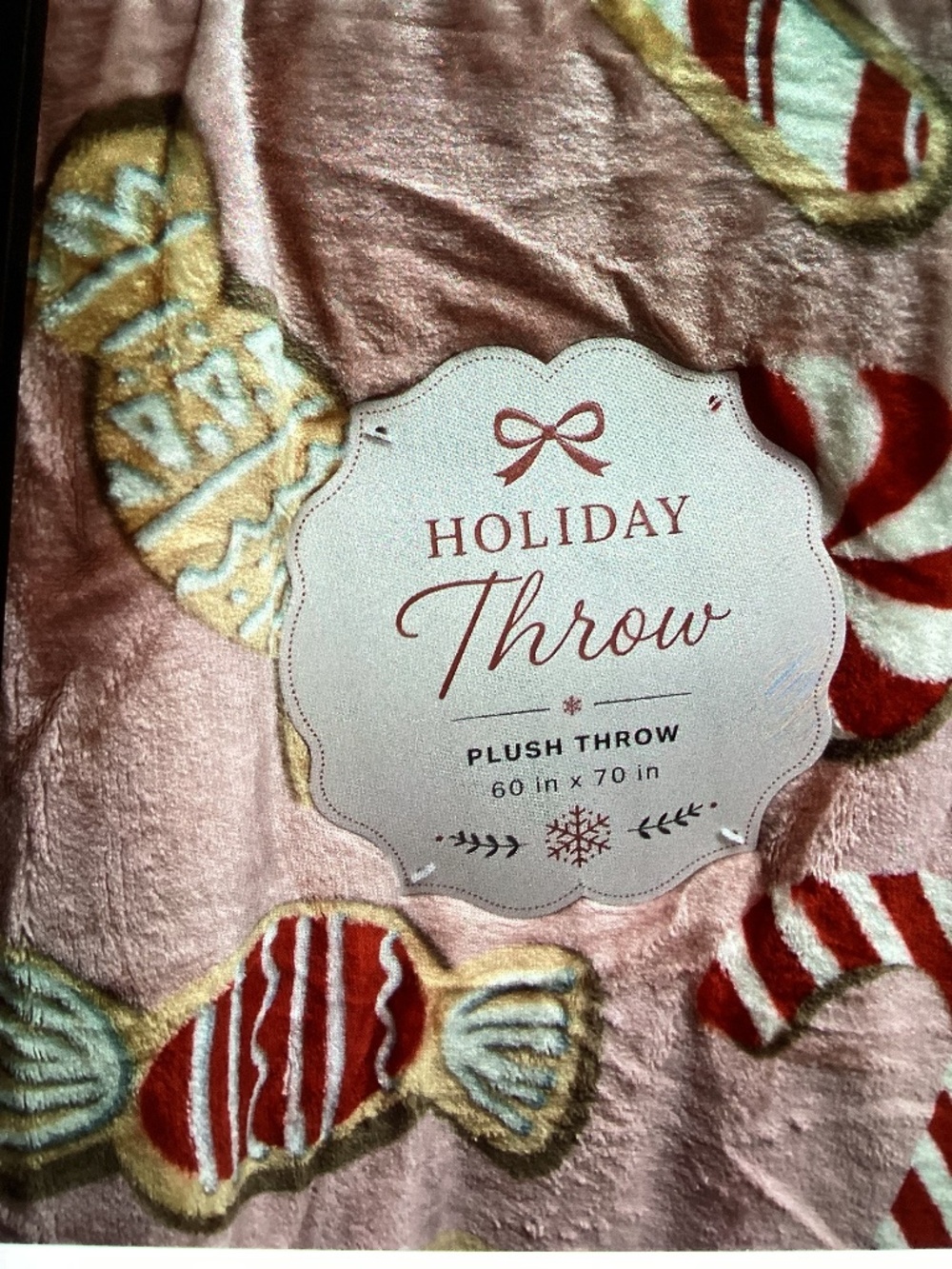 New Christmas Throw- pink/ candy cane, candy, peppermints/60x70”